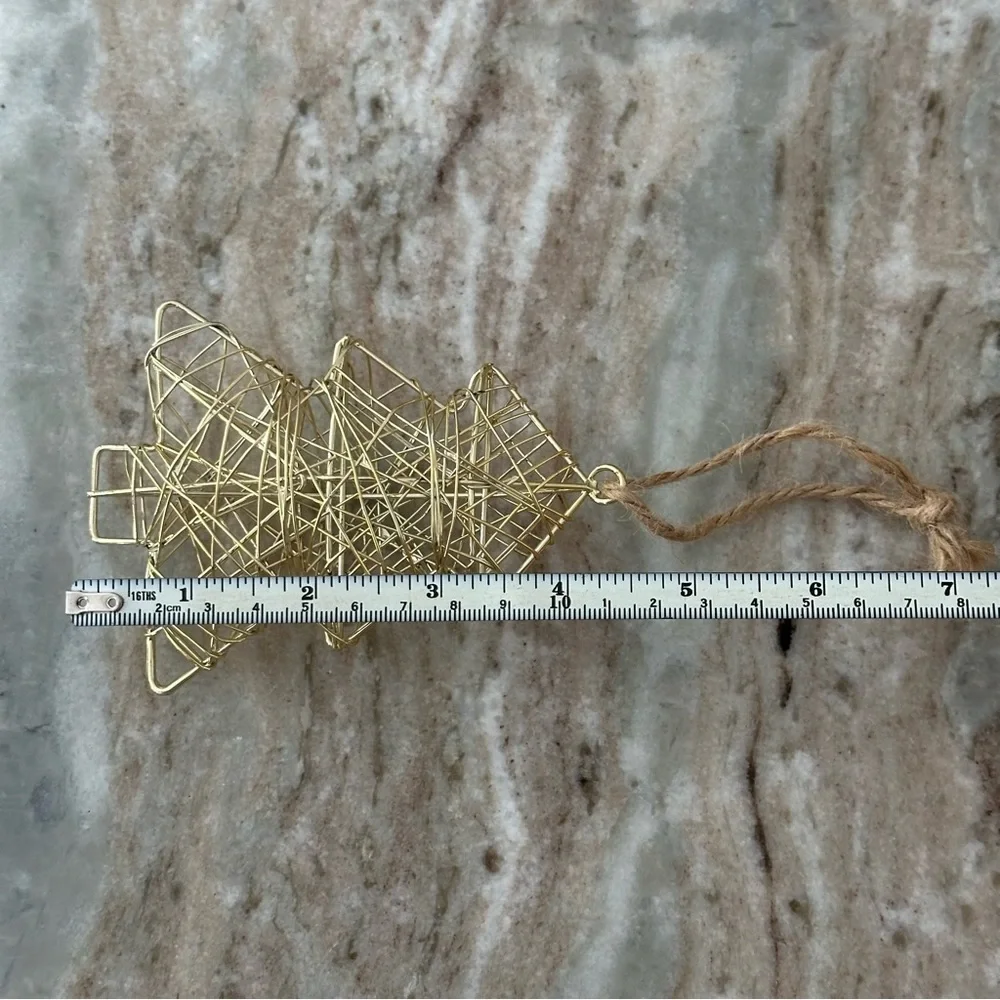 Christmas Tree Ornament - Gold Metal Wire - Holiday Decor